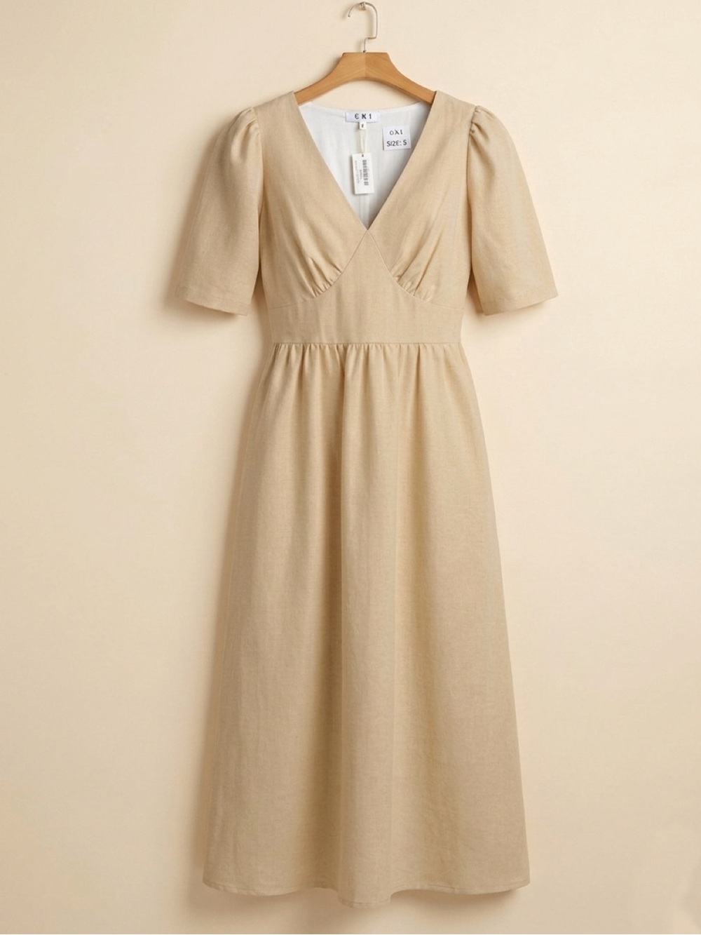 THML Athena Cream Faux Leather Midi Dress Size Small Party Work